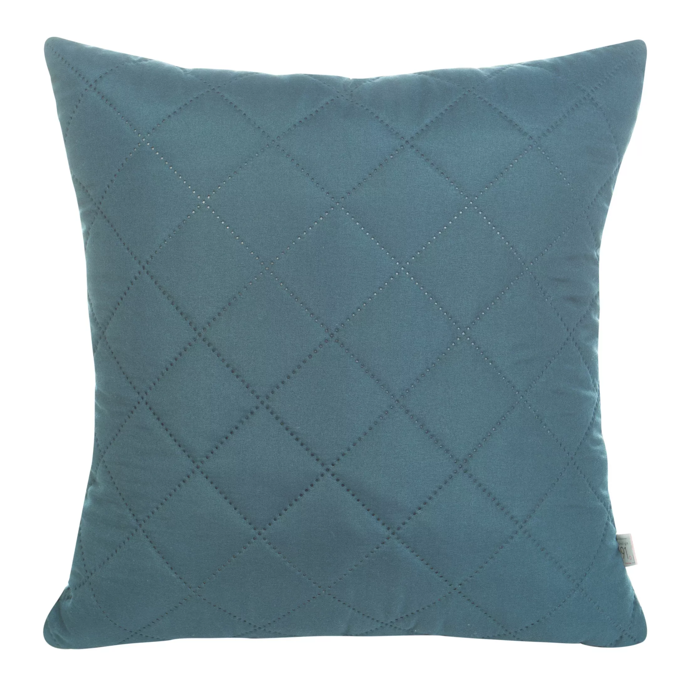 Poszewka na poduszkę 40x40 cm ciemnoturkusowa z geometrycznym wzorem wykonanym techniką hot press ALARA DESIGN 91