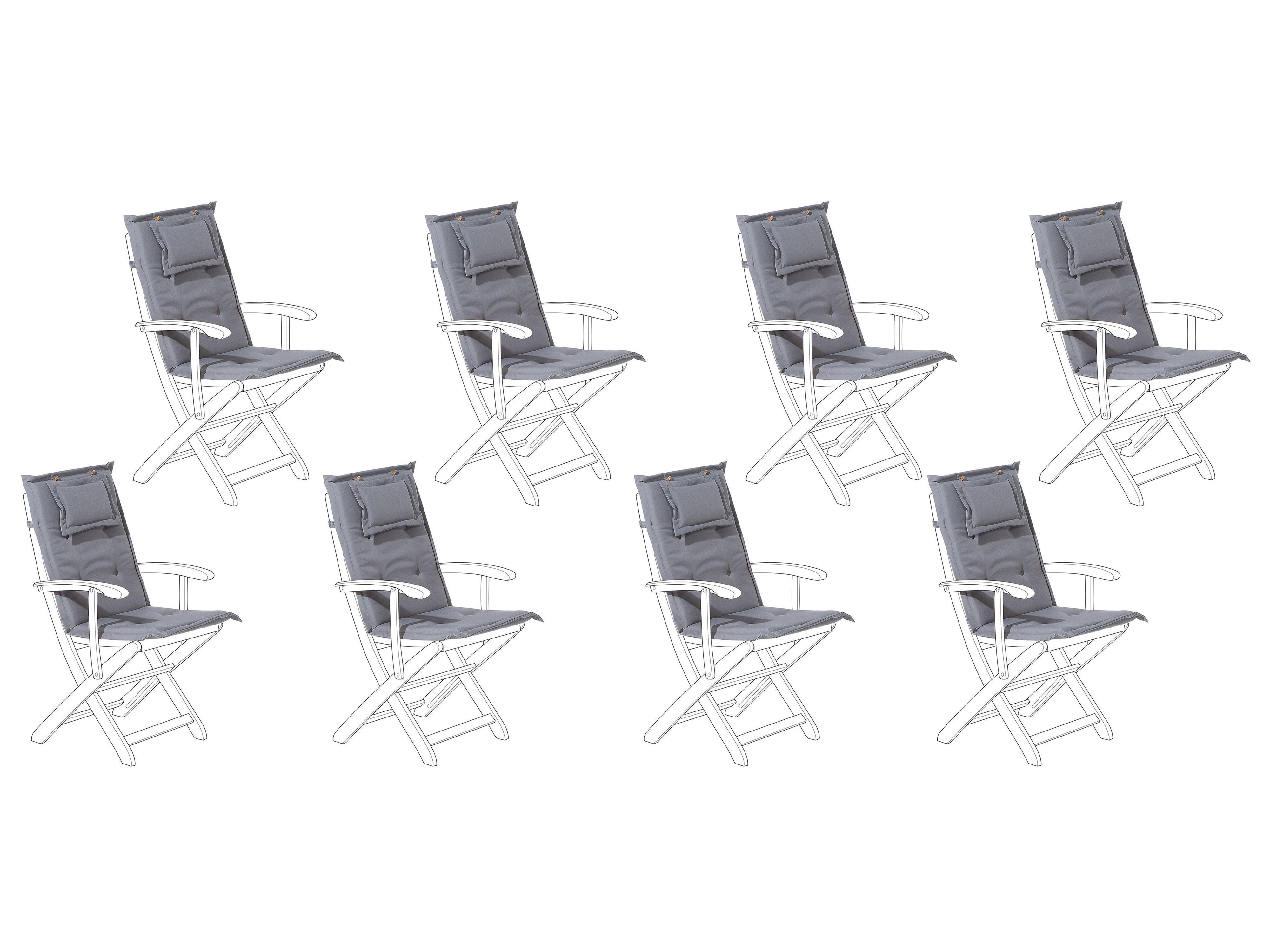 Set of 8 Back/Seat Cushions MAUI 40 x 54 cm Grey