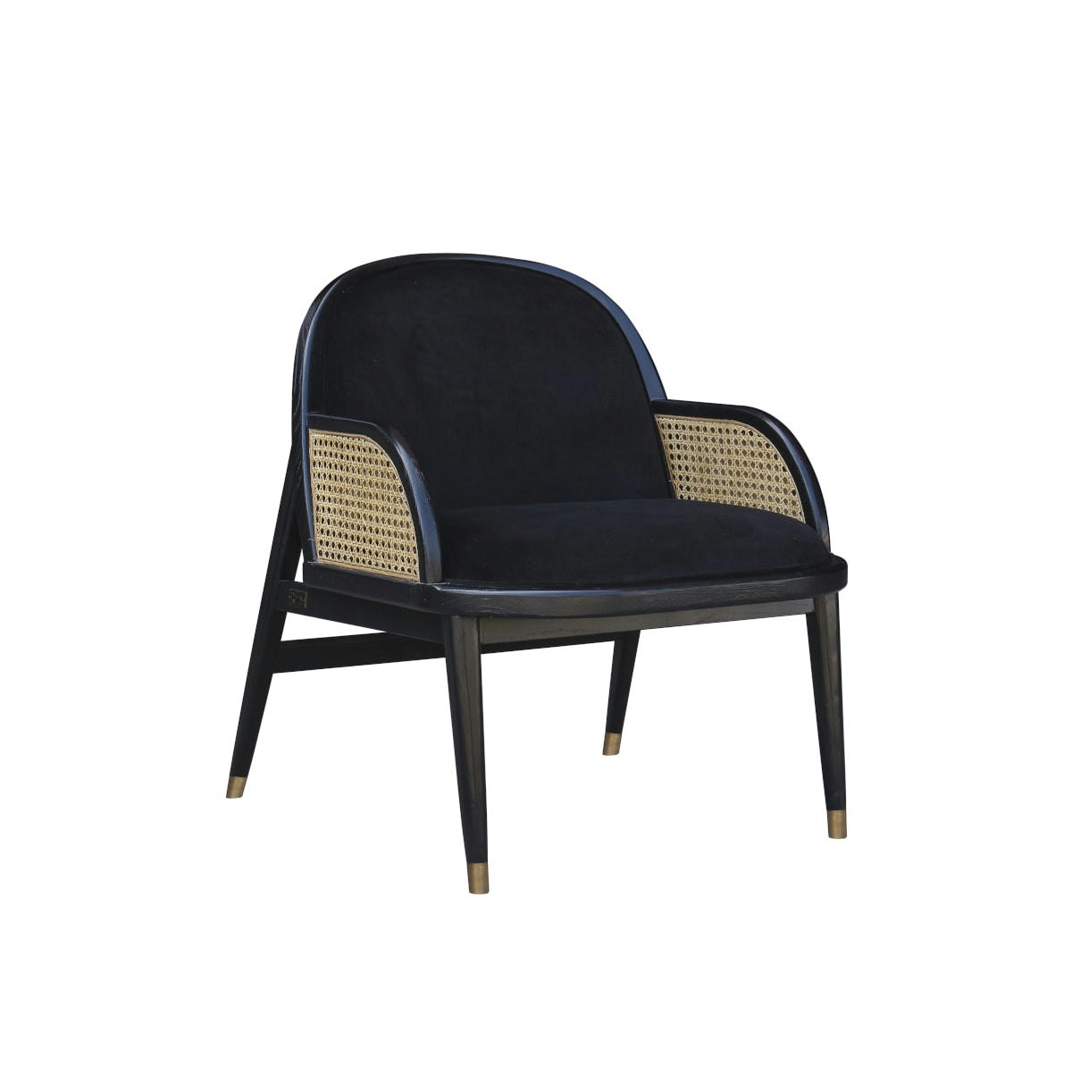 MARCEL - Fauteuil cannage et velours