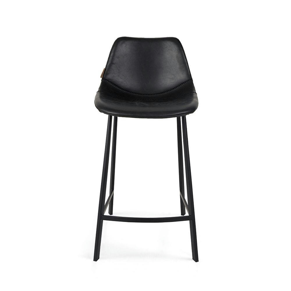 FRANKY - Lot de 2 tabourets de bar vintage 65cm noir