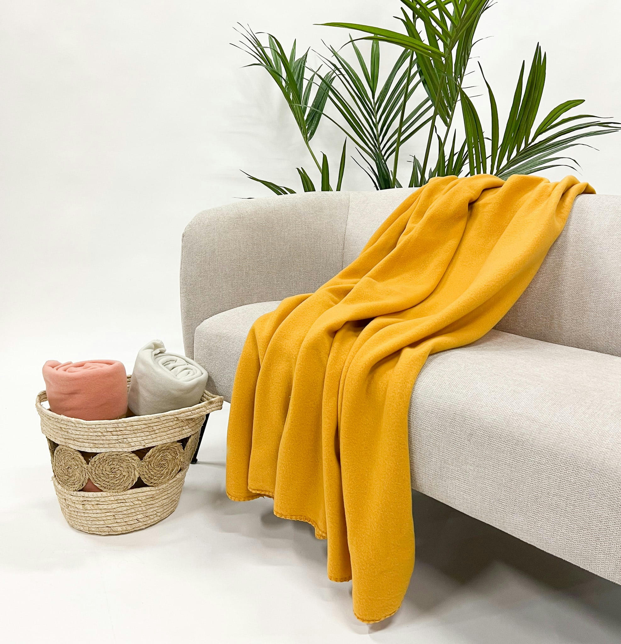 PABLO - Plaid jaune doux 150x200 cm uni