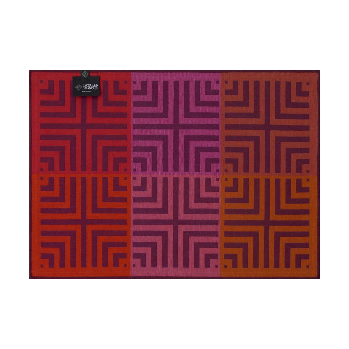 KALÉIDOSCOPE - Set de table en coton illusion prune 50 x 36