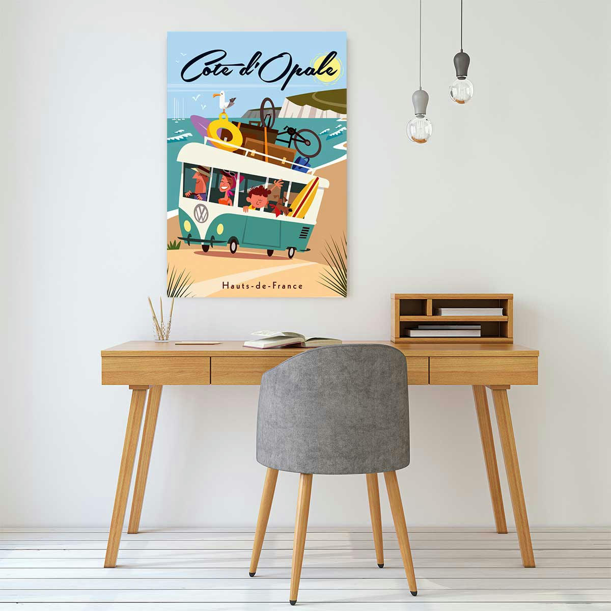 - Tableau road trip sur la côte d'opale imprimé sur toile 80x120cm