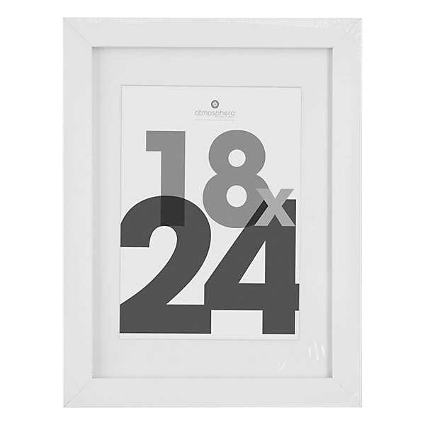 Cadre photo Eva - bois et verre - blanc - 18x24 cm - Atmosphera