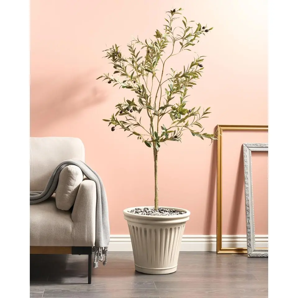 MAIZE - Bloempot - Lichtbeige - 43 cm - Steenmengsel