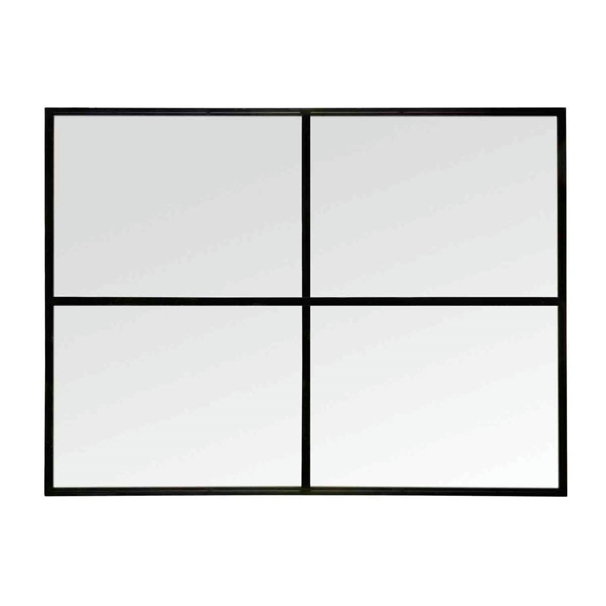 MARCEL - Miroir fenêtre rectangle noir 4 vues 90x120cm