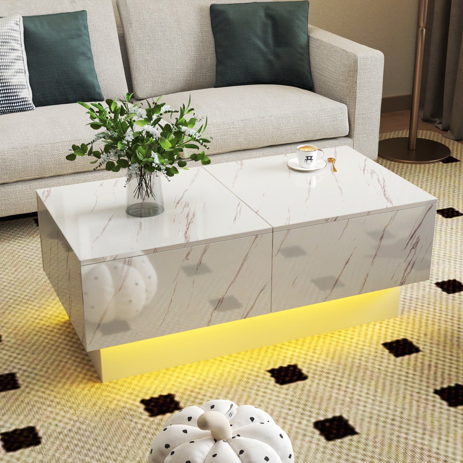Coffee Table with Sliding Tabletop, Center Table with Hidden Storage Compartment, Extendable Table for Living Room