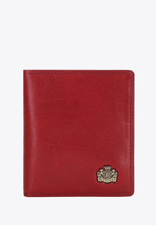 Etui na karty ze skóry z herbem bez zapięcia czerwone