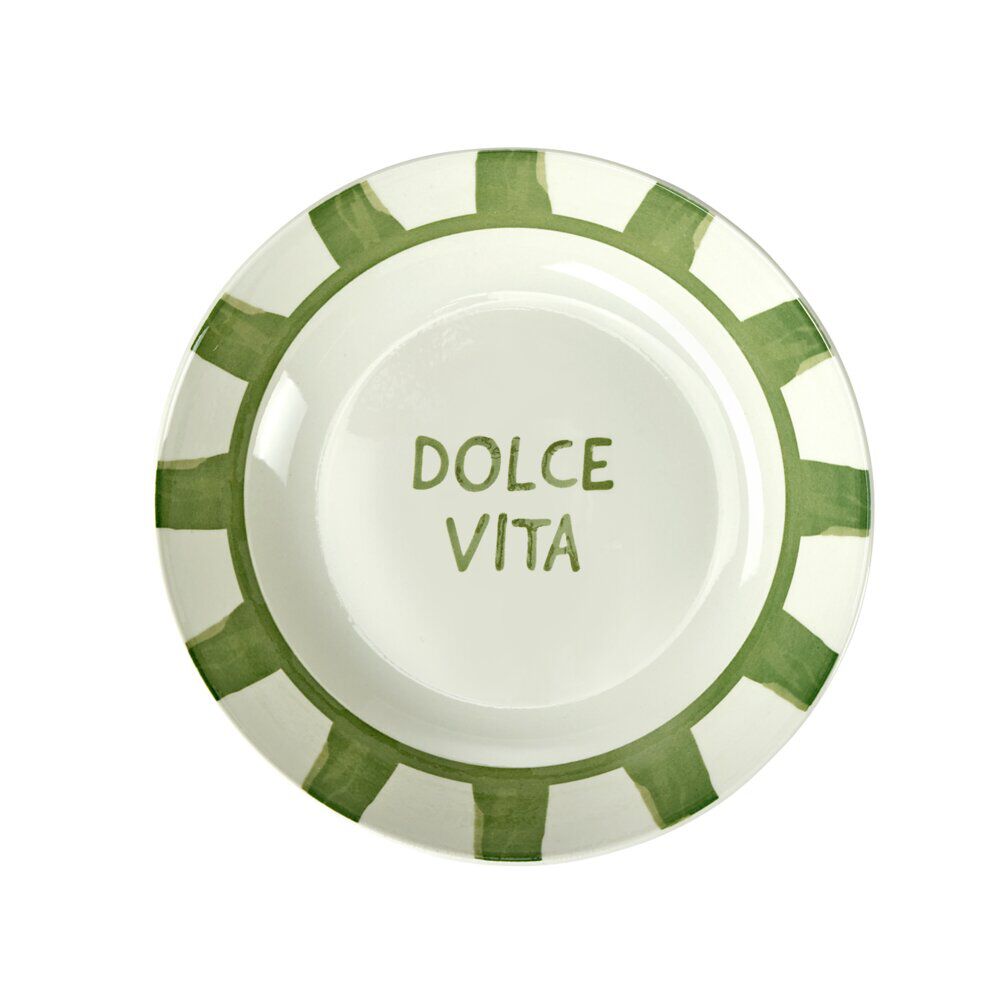 Assiette creuse porcelaine "Dolce Vita" blanche et verte Ø20cm