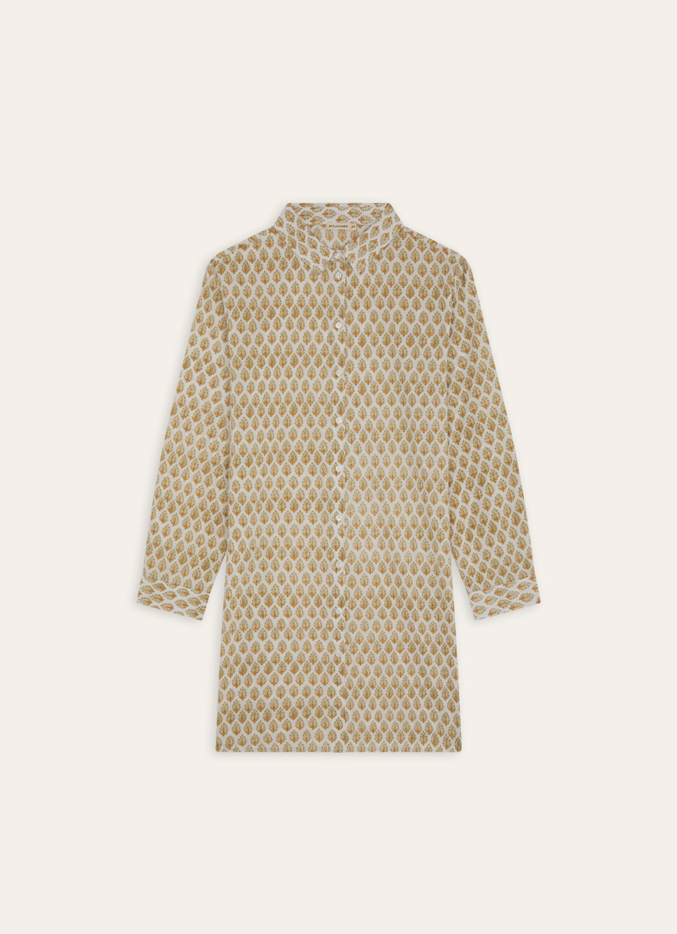 CHEMISE DE NUIT MANCHES LONGUES EN VOILE DE COTONECRU