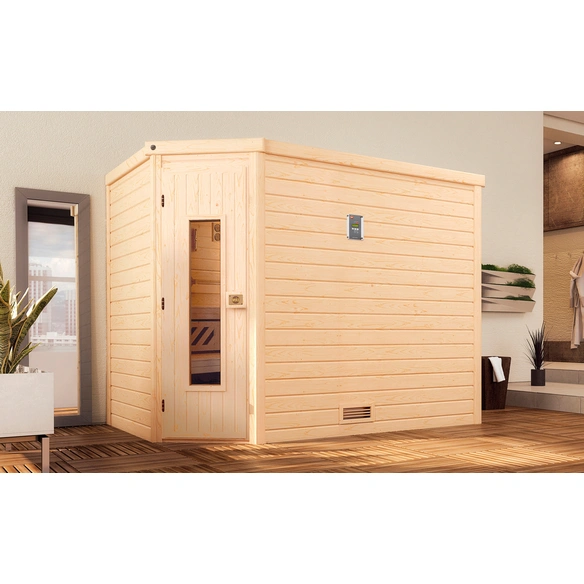 Massivholzsauna »TURKU 3«, 4 Personen, inkl. 9 kW Ofen mit integrierter Steuerung
