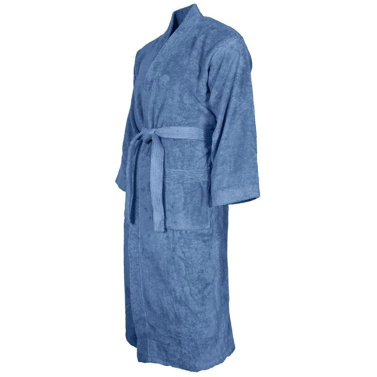 LUXURY - Peignoir col kimono en coton  Cobalt M