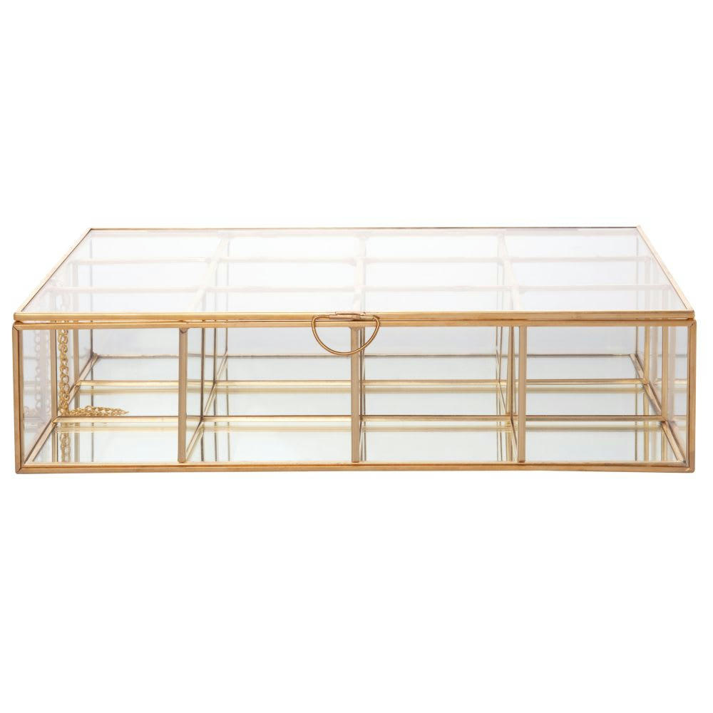 - Boîte à bijoux en verre et métal doré