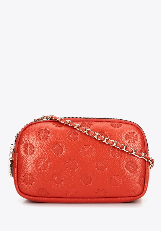 Damska crossbody ze skóry na łańcuszku pomarańczowa