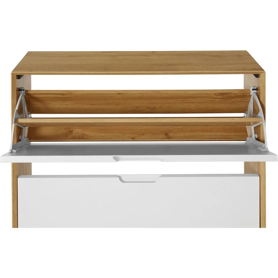 Ezra - Schoenenkast met 2 kleppen in eiken / witte spaanplaat