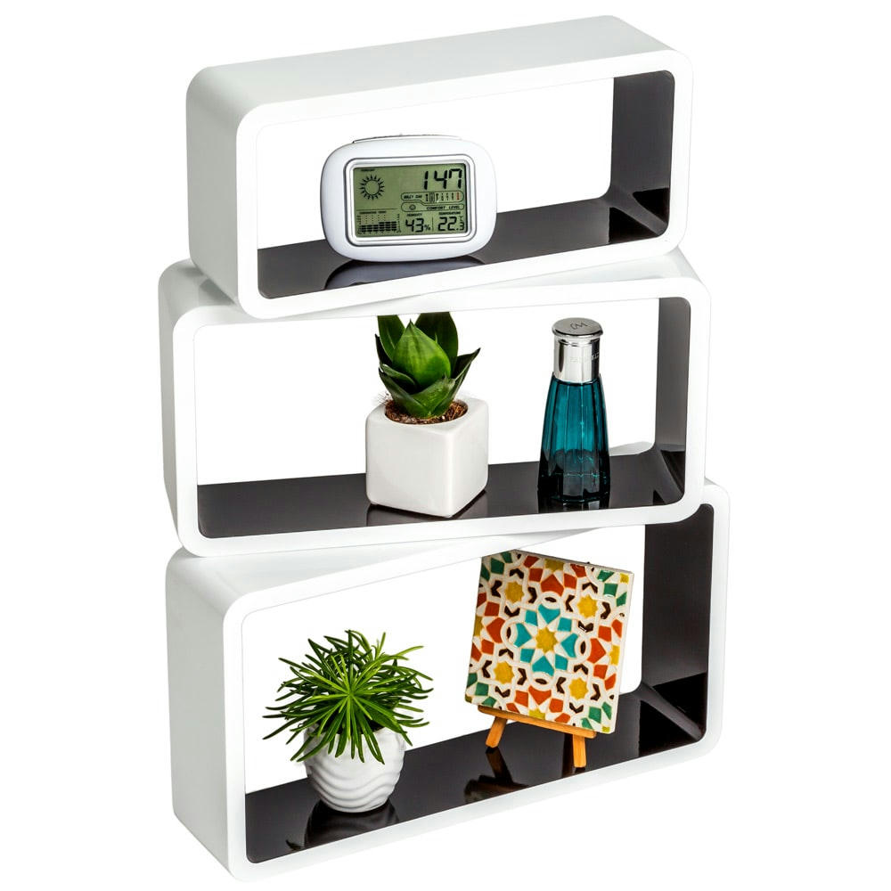 - Lot de 3 étagères murales design Style rétro noir/blanc