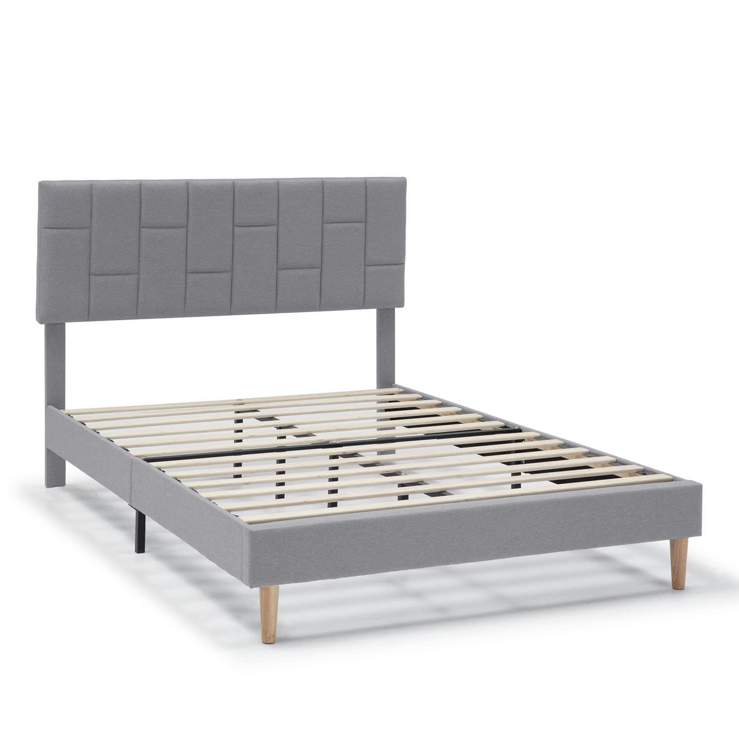 SORNI - Cadre de lit rembourré 30 cm, 135/140x190 cm, Gris clair