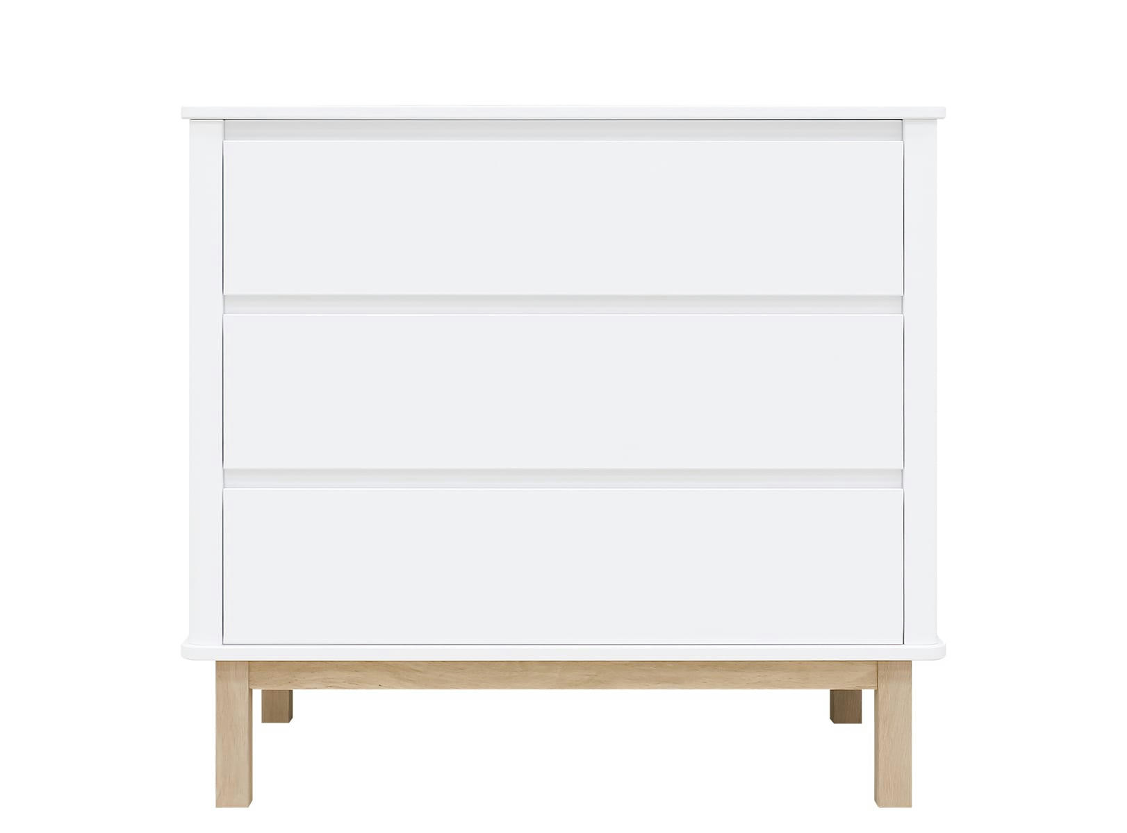 MIKA - Commode avec 3 tiroirs en MDF et chêne blanc