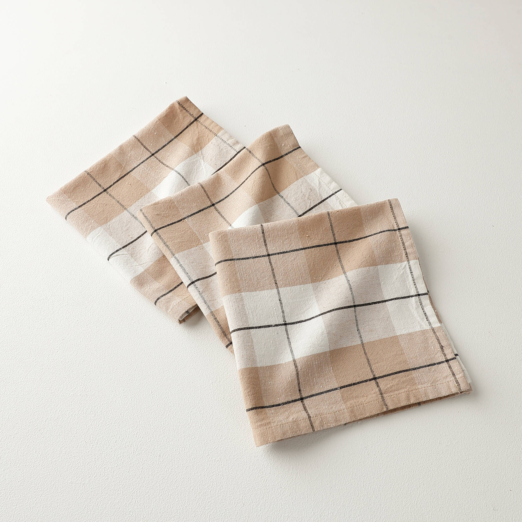 Serviette de table carreaux tissé teint - lot de 3