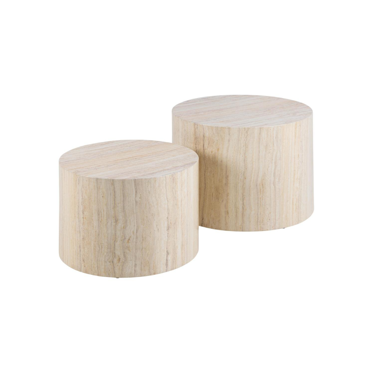 Rebellenclub Salontafel Gubbio - 58 x 58 cm - Beige Marmer Look - Set van 2