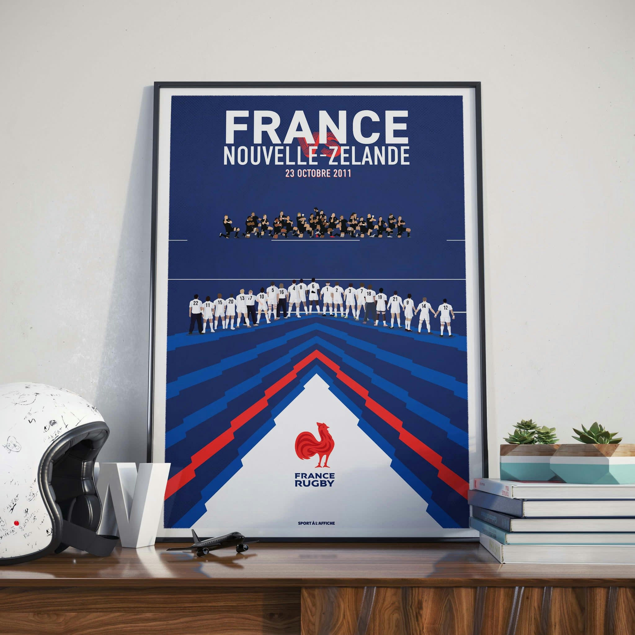 FRANCE RUGBY - Affiche XV de France - France/Nouvelle-Zélande Haka 2011 40 x 60 cm
