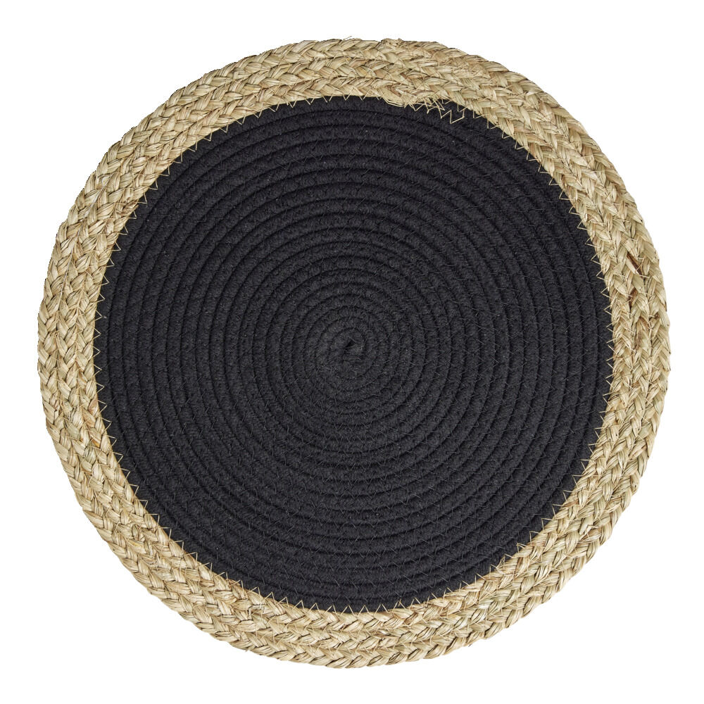 Set de table rond coton et paille tressé Ø38cm (2 modèles)
