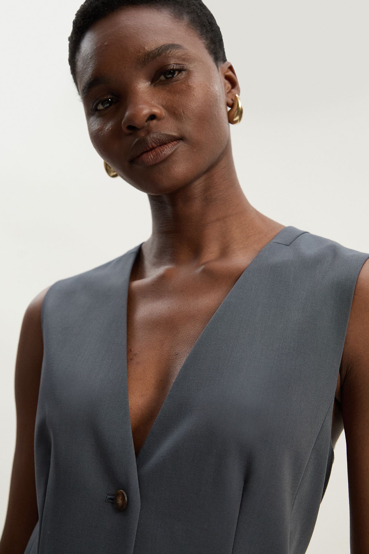 KarenMillen Tailored Twill Essential Single Breasted Waistcoat