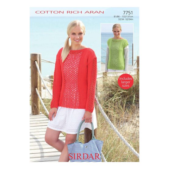 Sirdar Cotton Rich Aran Jumper and Top Digital Pattern 7751