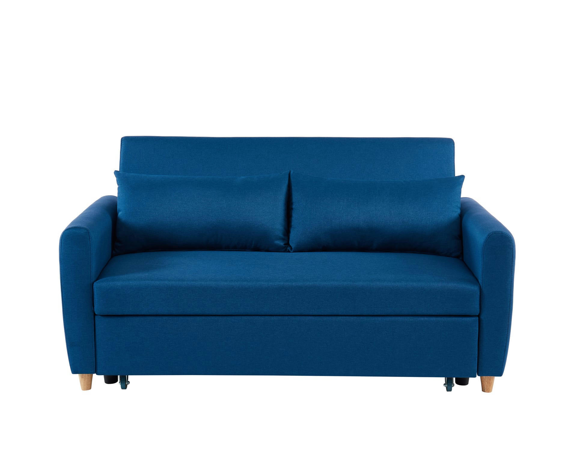 LAURA - Canapé droit convertible en tissu 3 places bleu nuit