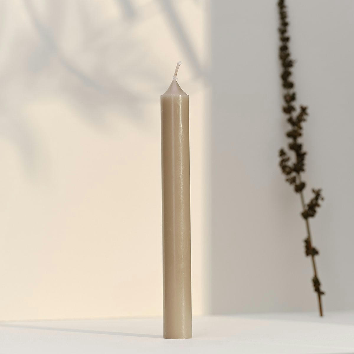 - 12 bougies droites 7h Taupe Intemporel