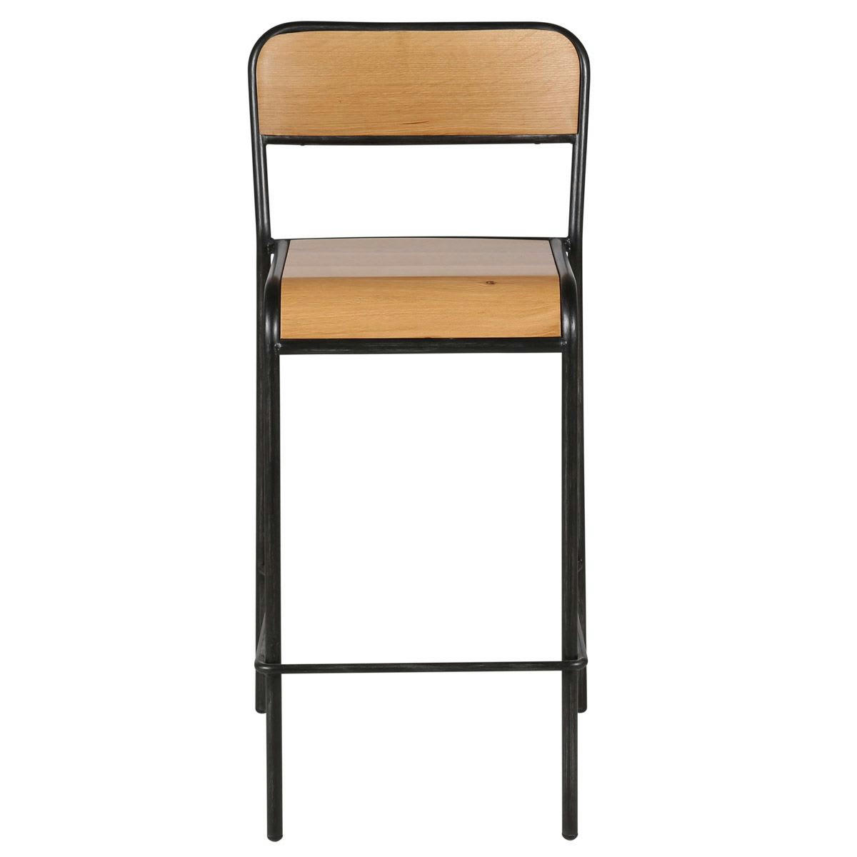 SKHOL - Chaise plan de travail chêne et métal brossé