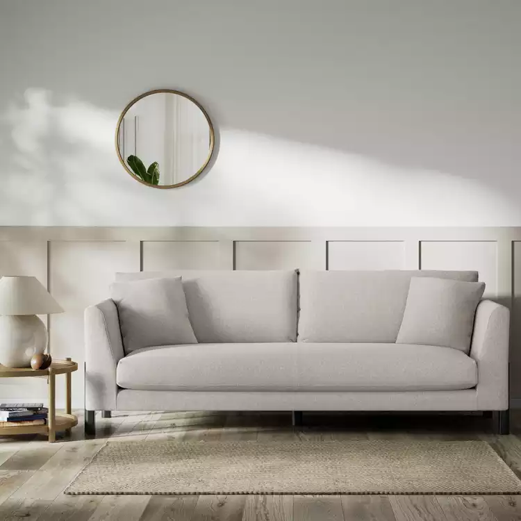 Habitat Aston Fabric 4 Seater Sofa - Stone - Black Leg