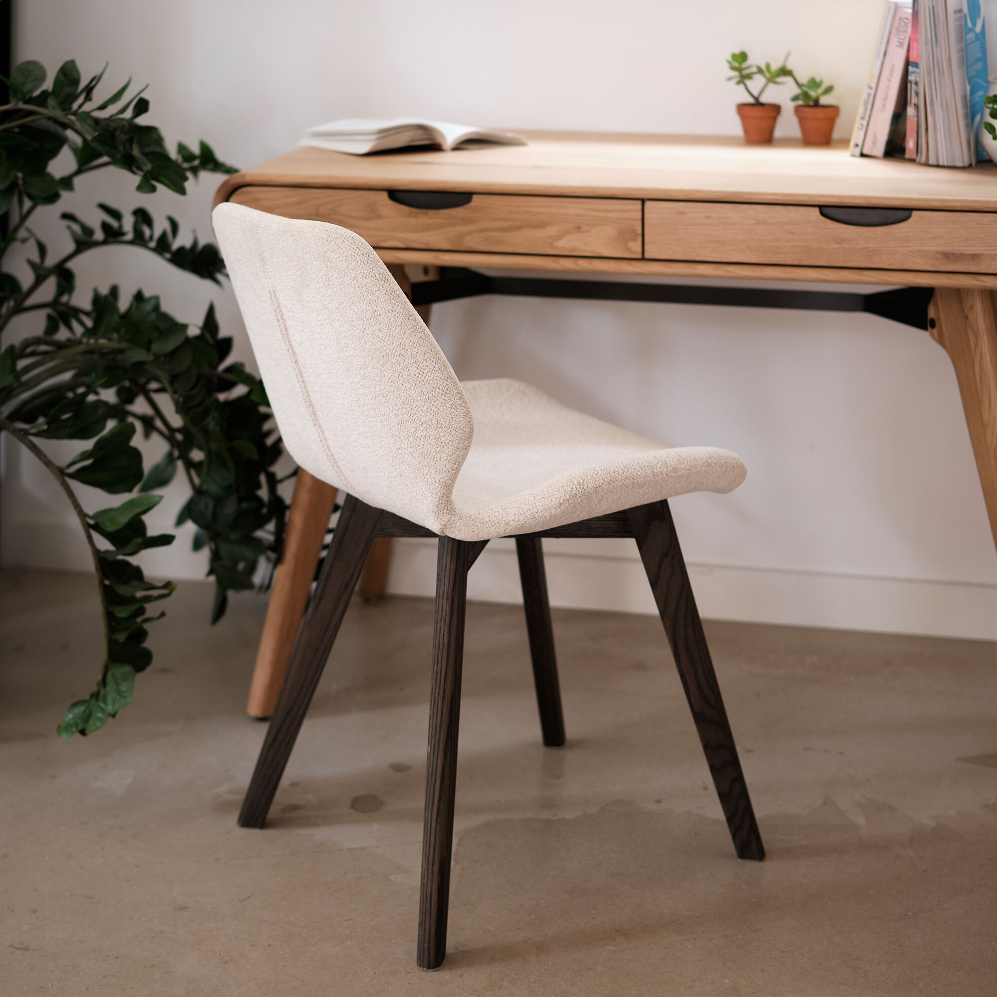 AFONSO - Chaise en tissu sans accoudoirs - beige