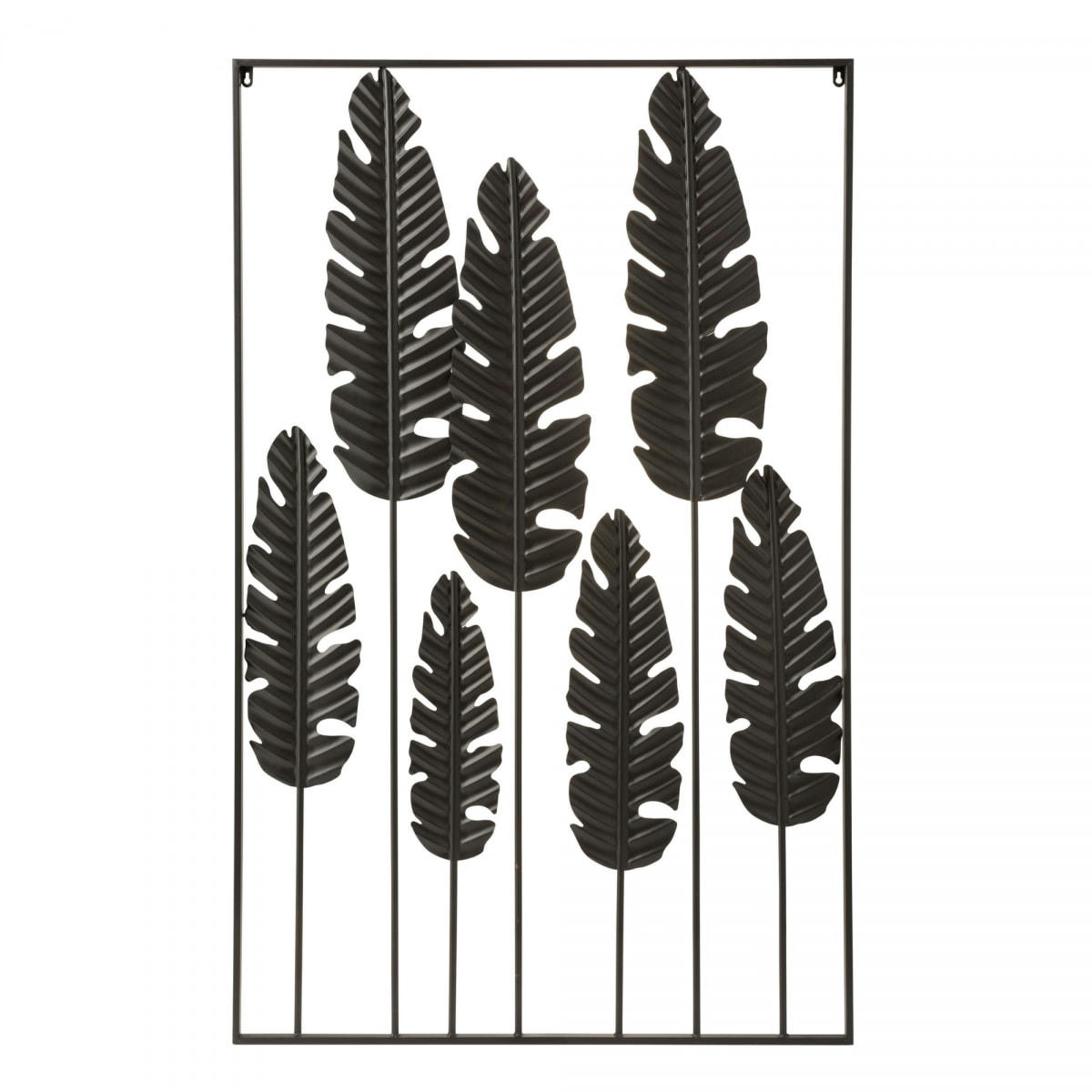 ASSIA - Décoration murale feuilles en métal noir 135x34cm