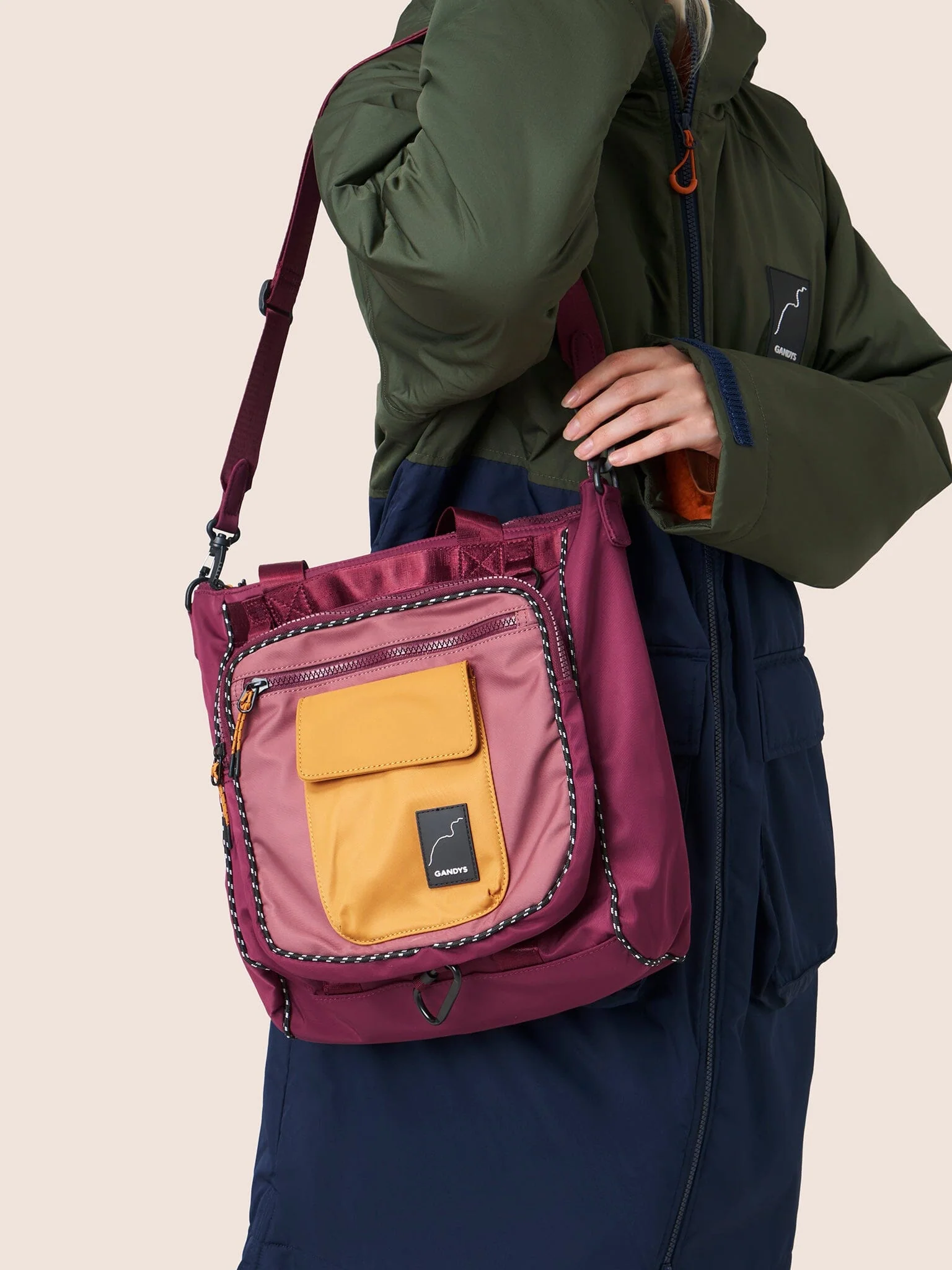 Urban Trek Recycled Modular Multiway Tote Bag in Berry