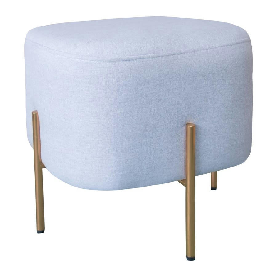 KATE - Pouf repose-pieds en tissu gris