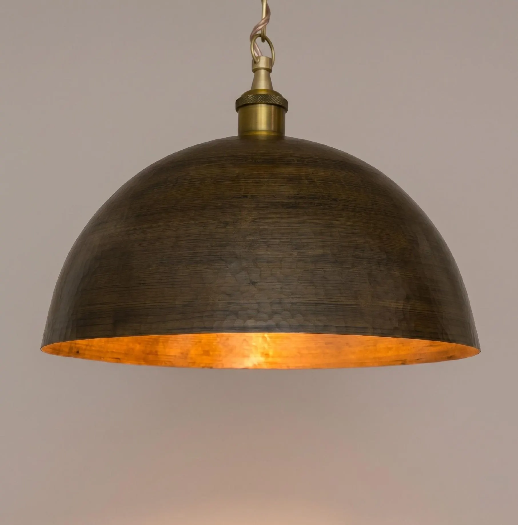 Brass Dome Pendant Light, Soft Hammered Antique Bronze Kitchen Island Lighting
