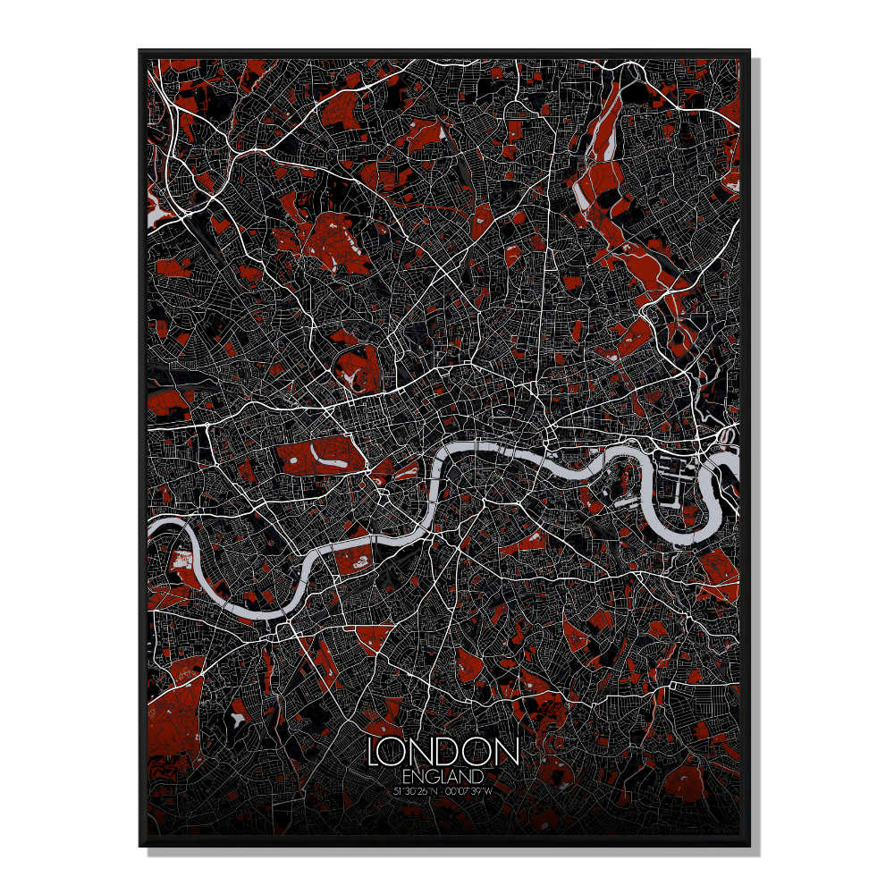 - Affiche Londres Carte Rouge 40x50