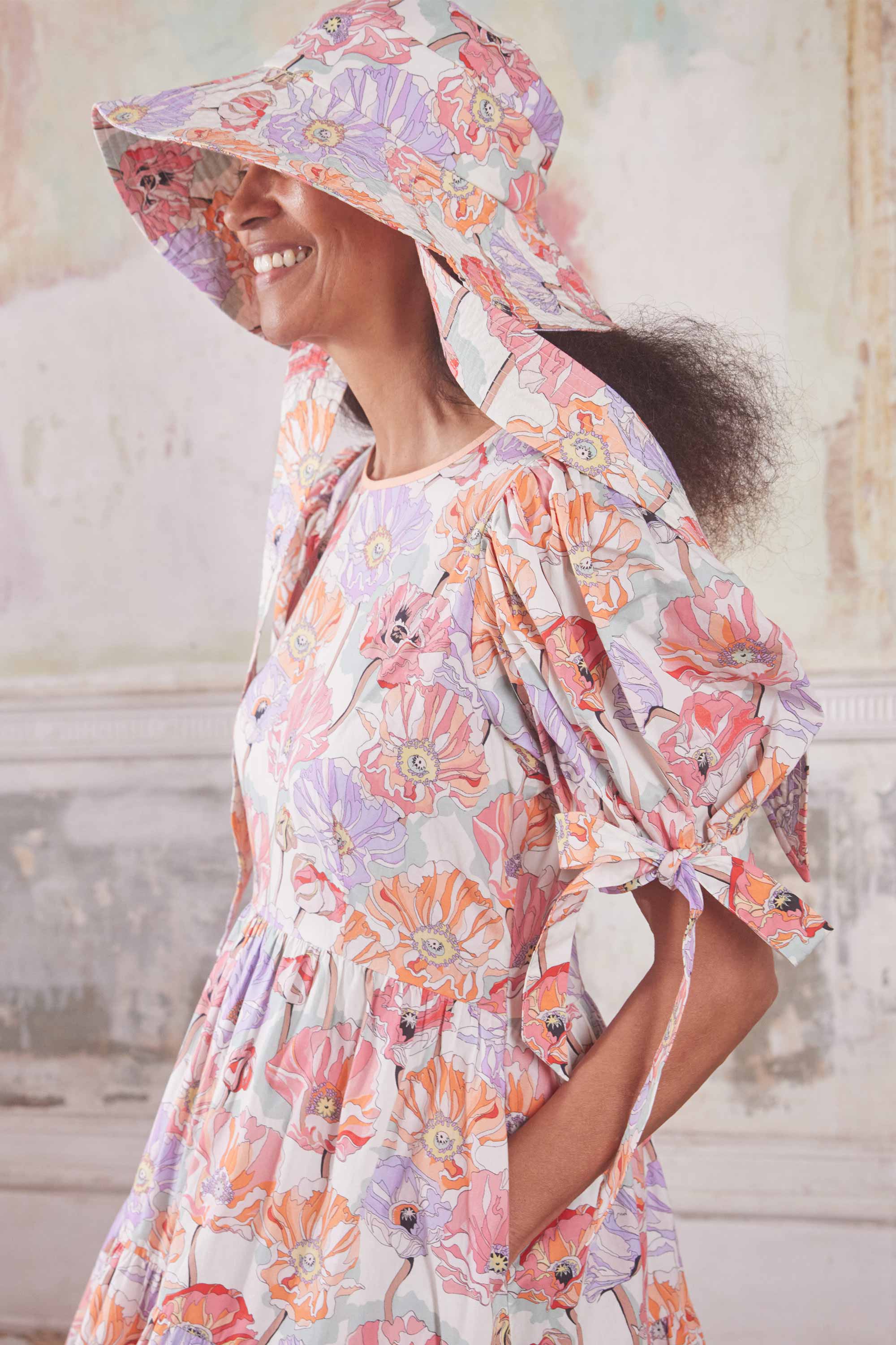 Summer Poppy Midscale Short Sleeve Soft Waisted Dress