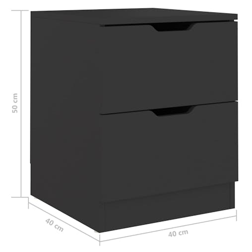 NNEVL Bedside Cabinets 2 pcs Black 40x40x50 cm Chipboard