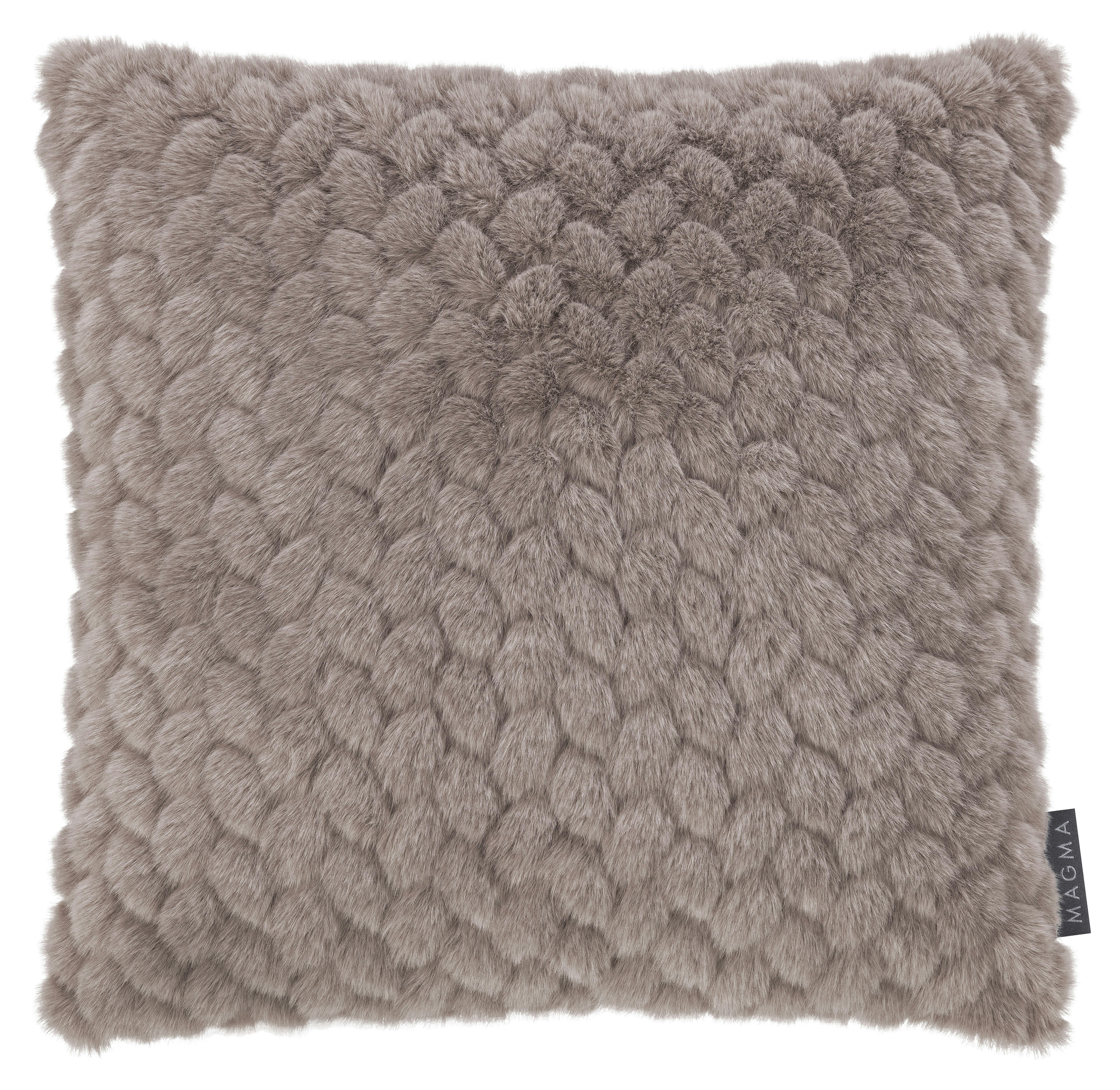 MINK - Housse de coussin fausse fourrure motif relief taupe 40x40