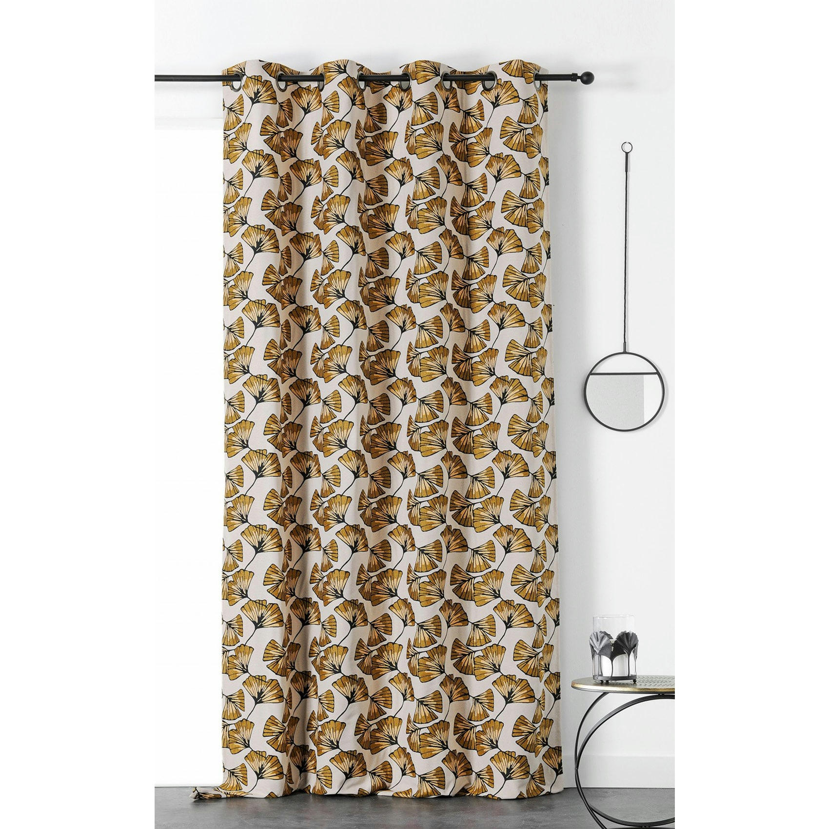 - Rideau jacquard biloba polyester/jacquard jaune 140x240 cm