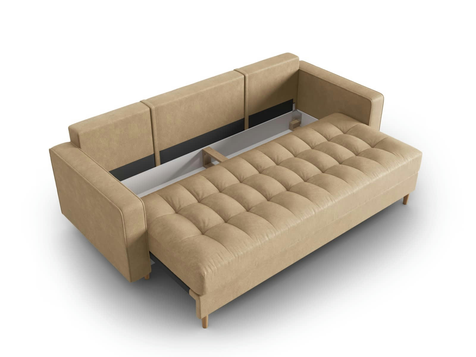 GOBI - Canapé convertible 3 places en imitation cuir le sable