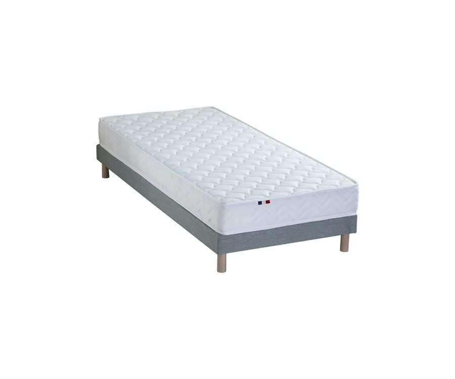ENSEMBLE SPECTRE - Ensemble matelas ressorts fermes sommier gris 90x190