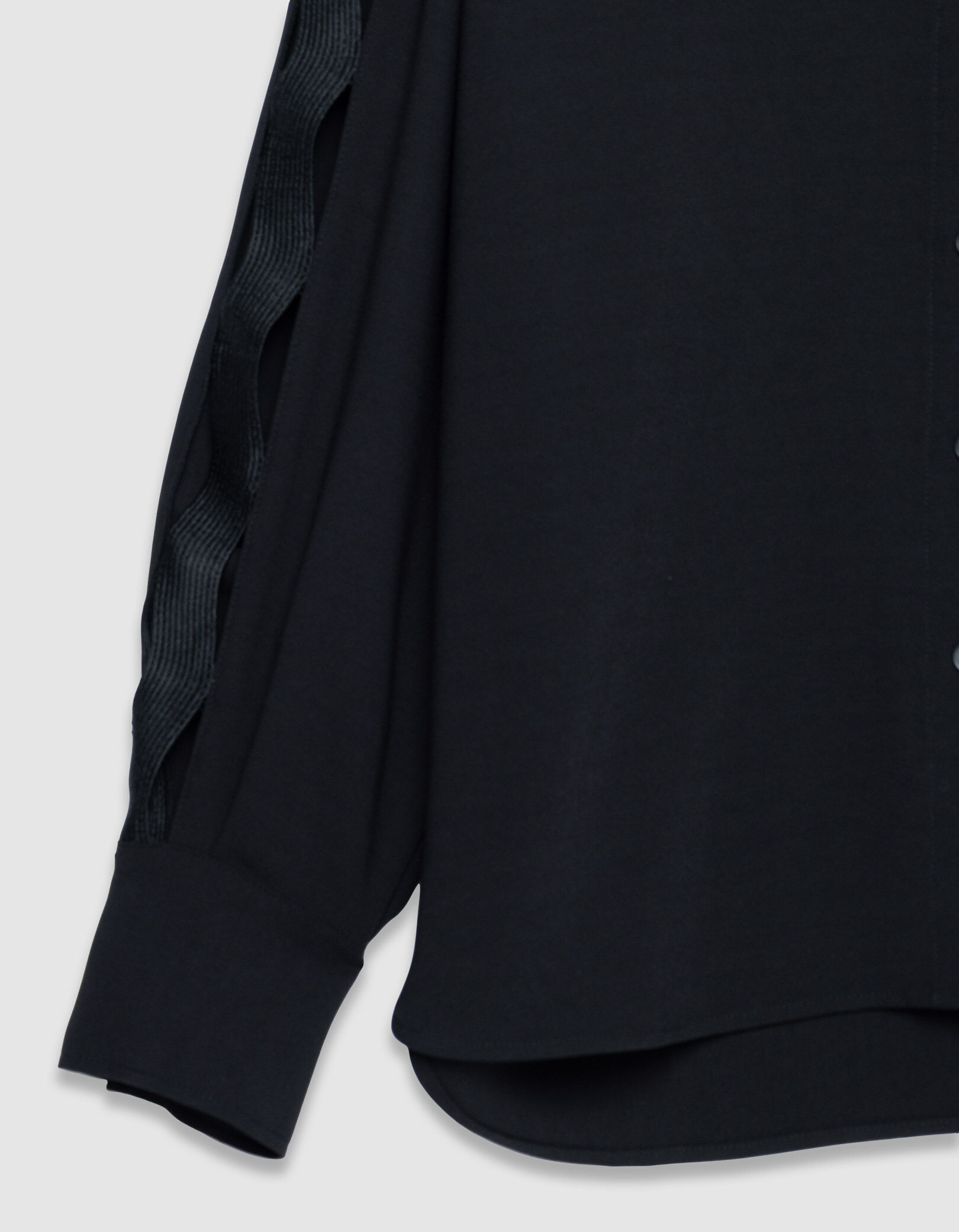 Chemise noire manches longues ajourées Femme
