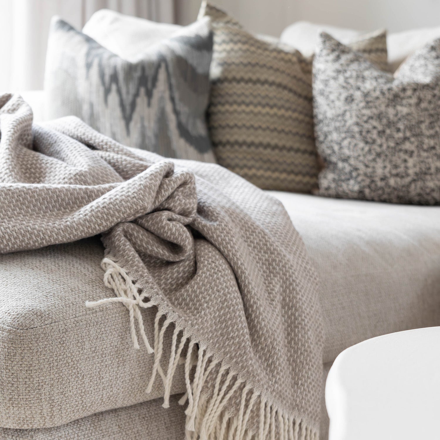 Atmooz Plaid Twilight – 150x200cm – Taupe – Katoenmix – Met Franjes