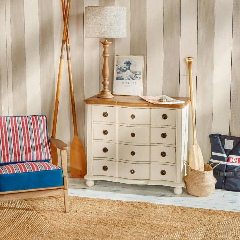 DIANA - Commode 4 tiroirs plateau chêne blanche