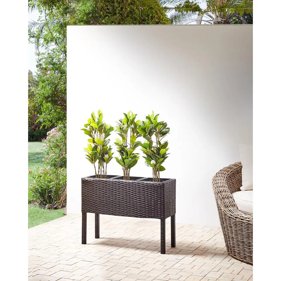 CARAGANA - Hoge plantenbak - Bruin - PE rotan