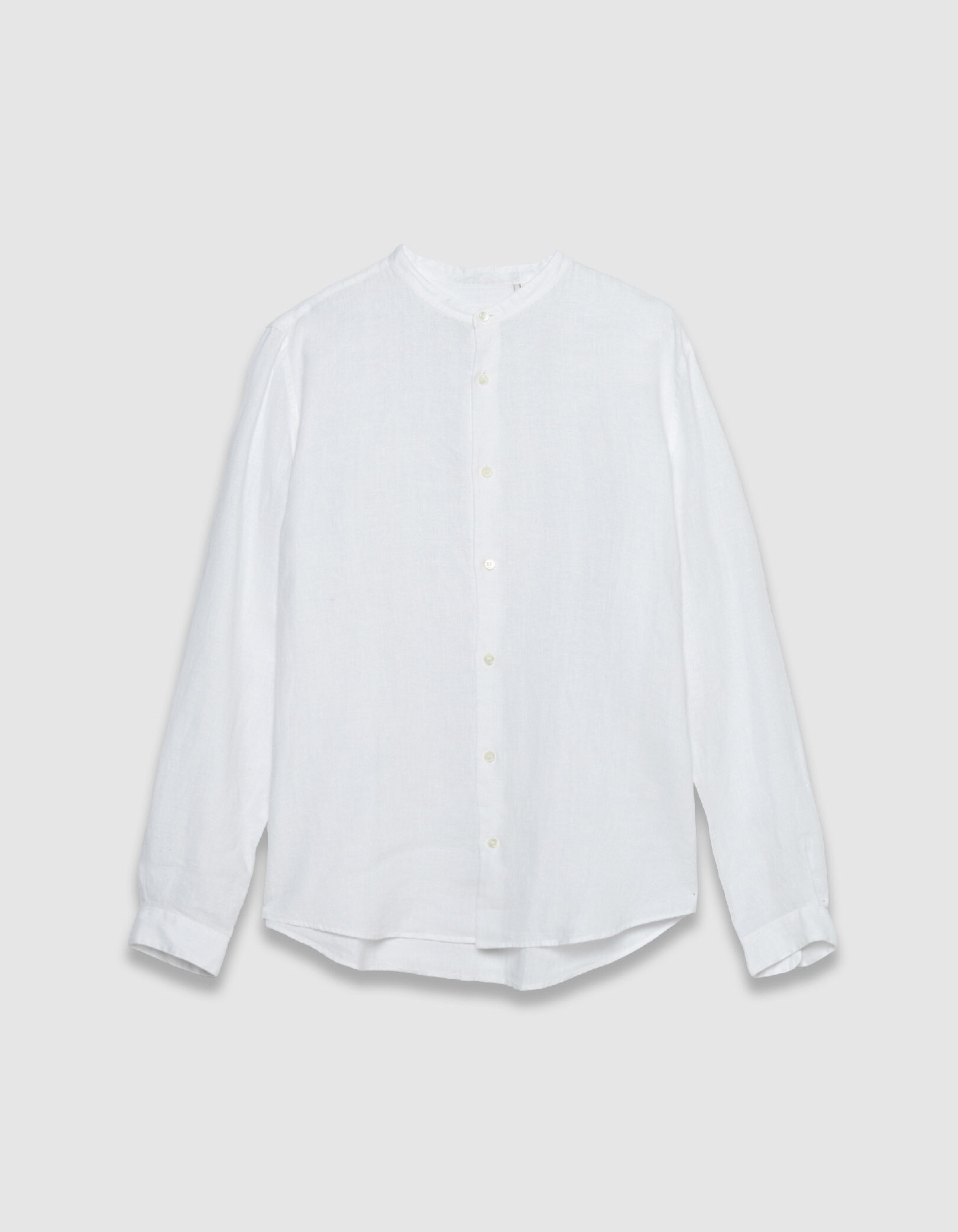 Chemise regular blanche 100% lin col Mao Homme