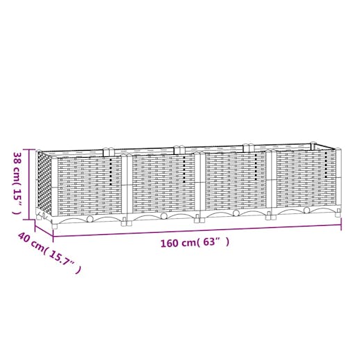 NNEVL Raised Bed 160x40x38 cm Polypropylene